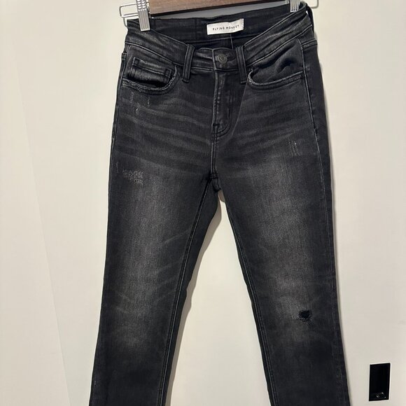 Flying Monkey Washed Black Crop Slim Straight Jeans – Size 25- NWT - Picture 1 of 4